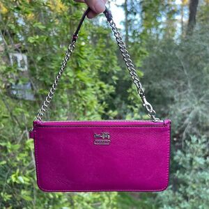 COACH VINTAGE Madison Leather Wristlet Wallet Clutch Fuchsia Pink w Silver Hardw